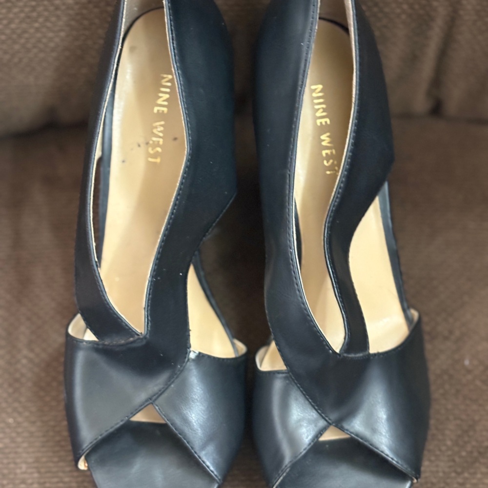 Nine West Elegant Black Peep-Toe Heels
